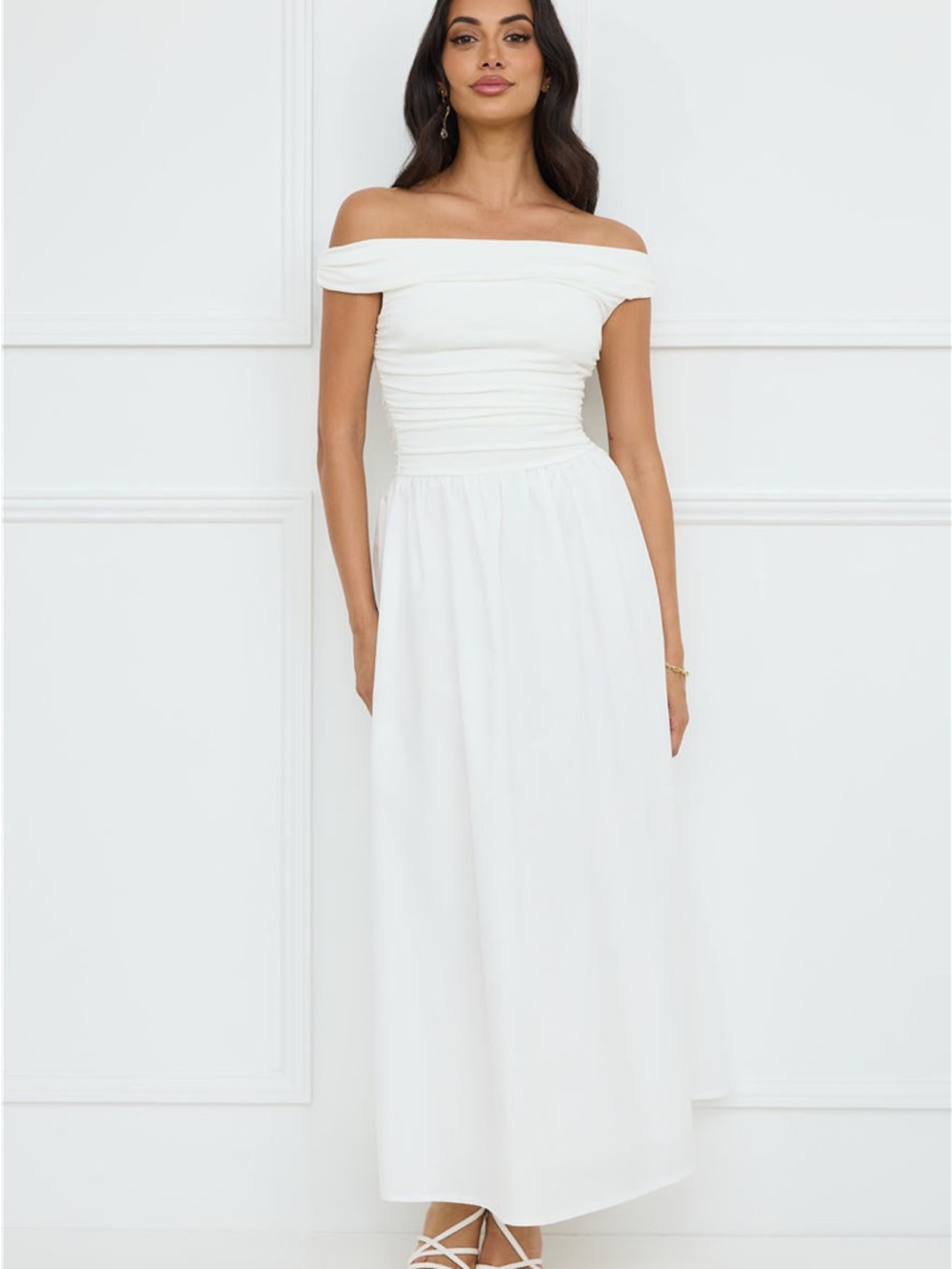 Hello Molly Ivory Off-Shoulder Maxi Dress